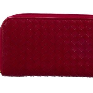 Bottega Veneta Red Woven Wallet